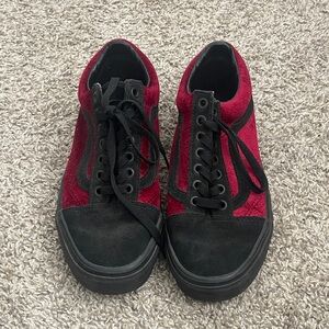 Vans Textured Red and Black Lace-Up Shoes
